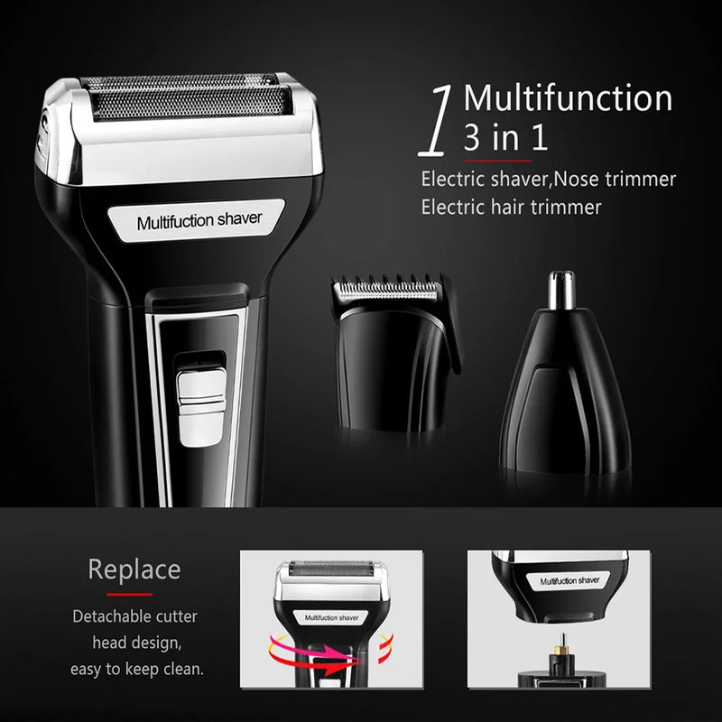 Electric Shaver, Beard Trimmer, Men's Shaver, Rechargeable Electric Shaver, Nose Hair Trimmer