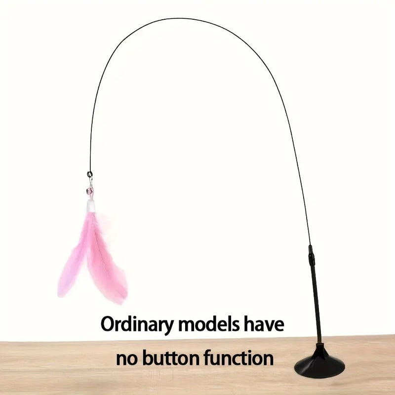 Cat Teaser Toy - Interactive Bell & Feather Wand - Long Suction Cup Pole for Exciting Playtime Adventures - Ultimate Cat Toy