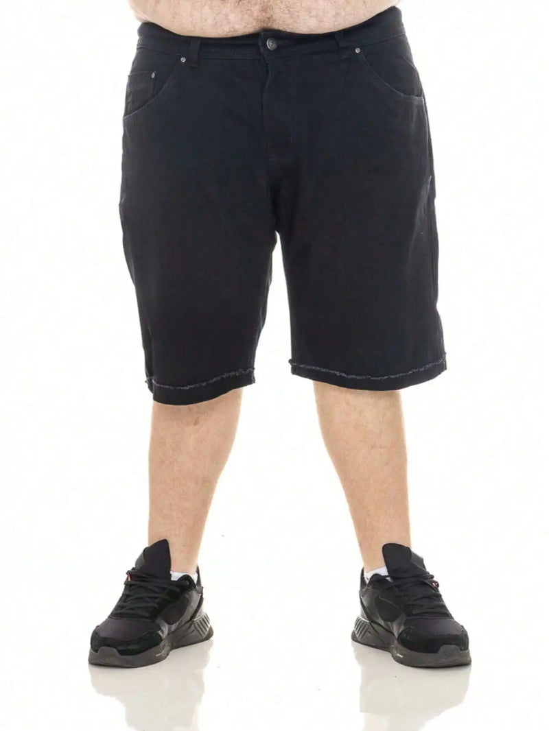 3 Pcs Plus Size Men's Kit-Basic Black Jeans Shorts with Toe Shed Bar